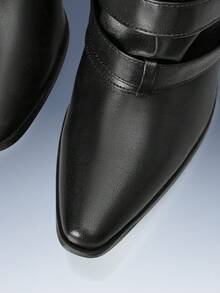 CUCCOO GRLICON 女士简约舒适木跟保暖套脚靴，适合万圣节、圣诞节、派对、Y2K风格穿搭、秋冬季穿着。 - 黑色 - 查看 5