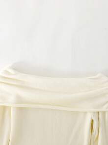 Teen Girl Off Shoulder Loose Fit Collared Dress, Versatile For Home, Outing, Party, Back To School Off The Shoulder Dress Midi Dress Dress With Sleeves Bodycon Dress Knit Dress Mini Dress White Dress