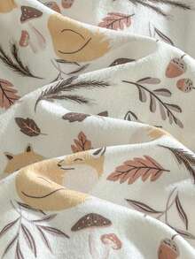 Loomiva 新生女婴花卉和松鼠印花柔软针织撞色圆领长袖连体衣（含裤子）