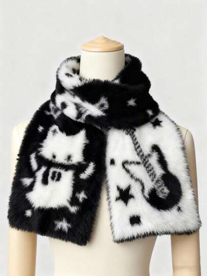 Kawaii Sciarpa stile giapponese a due colori e doppia faccia, in fibra di visone, calda e avvolgente, adatta per l'inverno e l'autunno, elegante e versatile