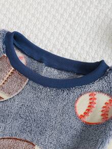 SHEIN 2pcs/Set Tween BoysAutumn/Winter Plush Thick Soft Football & Rugby Glow-In-The-Dark Pattern Casual Sports Sweatshirt And Pants Loungewear Set - Multicolor - View 8