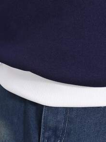 SHEIN Sweetra Young Tween Girls' Fashionable Minimalist Polo Sweatshirt Top - Navy Blue - View 5