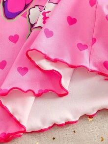 4件套女童兔子印花无钢圈荷叶边吊带背心和舒适平角内裤套装