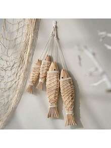 Madebyblanc 2 Mảnh Gỗ Cổ Điển Bờ Biển Cá Gỗ Chạm Khắc Thủ Công Thích Hợp Cho Trang Trí Tường Hàng Hải Và Đạo Cụ Chụp Ảnh Để Tặng Cho Bạn Bè Và Gia Đình - màu nâu - Xem 7