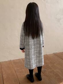 DAZY Korean Style Casual Color Block Long Sleeve Dress For Young GirlSpring/Autumn - Black and White - View 2