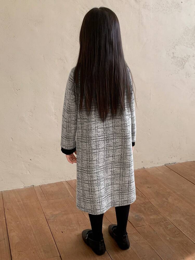 Korean Style Casual Color Block Long Sleeve Dress For Young GirlSpring/Autumn