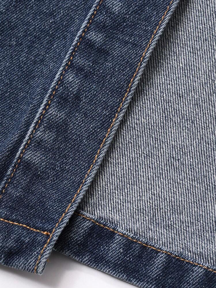 Women's Turndown Collar Korean Style Washed Denim Dress