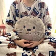 Joivida 1个可爱动物脸毛绒抱枕 - 超柔软猫咪、熊、熊猫、狐狸造型靠垫，可拥抱，舒缓舒适，适合儿童和成人，家居装饰 - 灰貓 - 查看 5