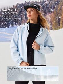 OutZeal Women Water-Resistant Windproof Drawstring Hem Hooded Blue Outdoor Jacket Hiking Camping Fall Winter - Blue - View 4