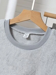 Genkimix Kids Girls' Solid Color Fleece Top & Leopard Print Fleece Thick & Comfortable Long Sleeve Pants Set, Loungewear For Autumn/Winter - Multicolor - View 5