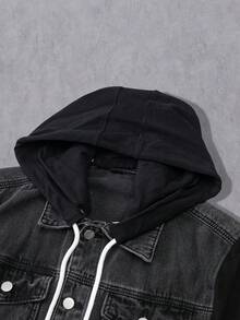 Manfinity Denimwave Manfinity 街头风男士口袋毛边阔腿牛仔裤，Y2K 原宿风宽松牛仔裤，Y2K 朋克酸洗蓝，适合宽松街头风格 - 黑色 - 查看 7