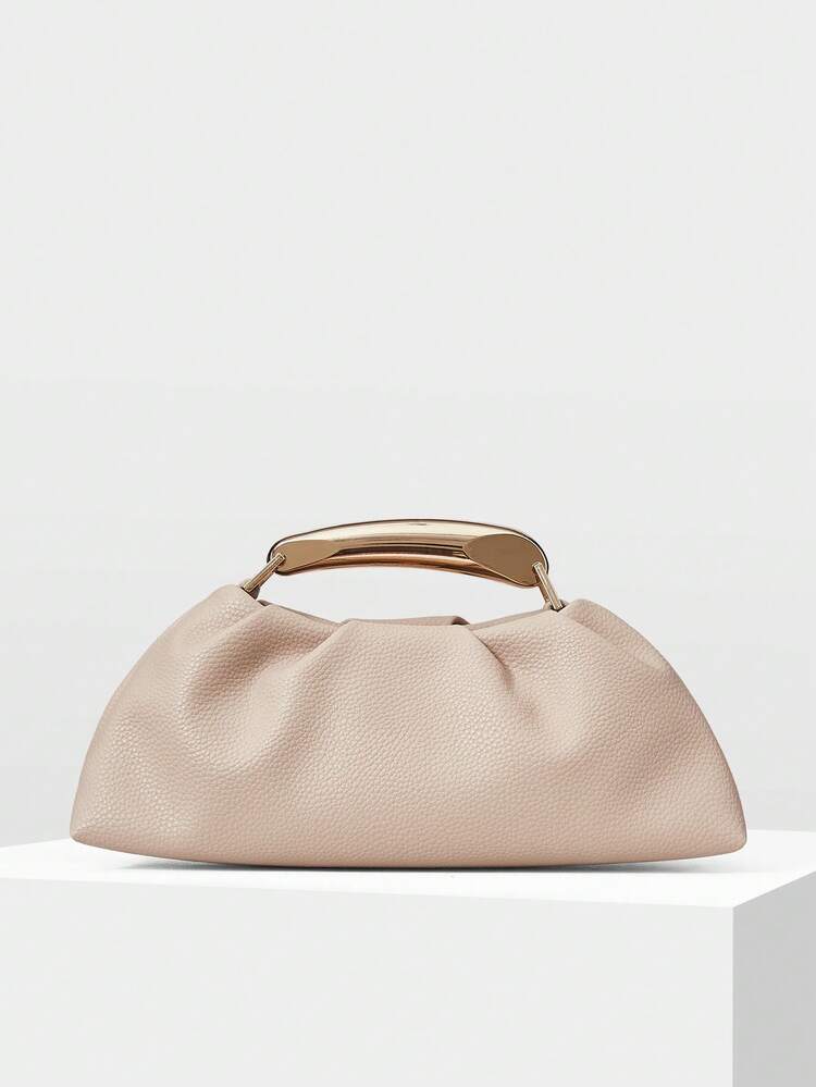 PU LEATHER BEADED TOP HANDLE BAG