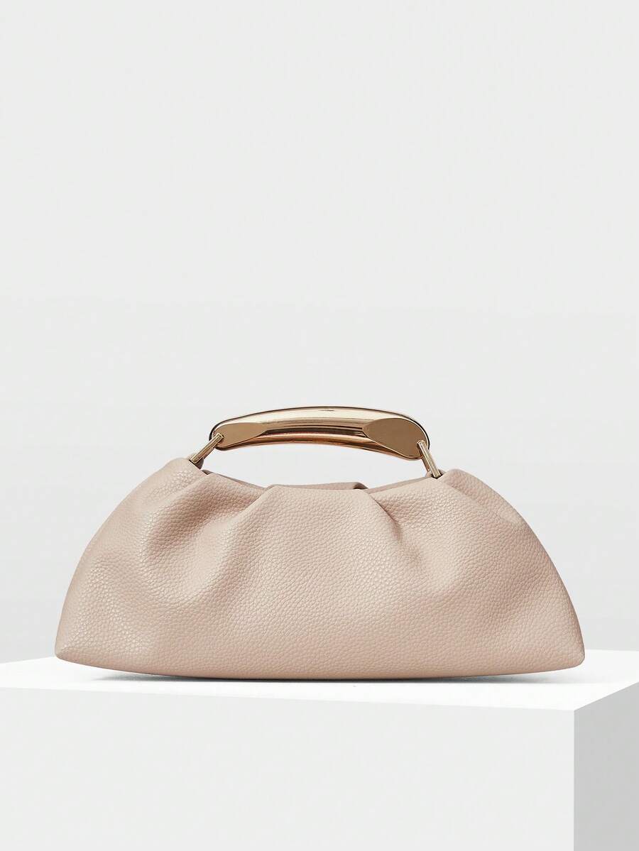 MOTF PREMIUM PU LEATHER BEADED TOP HANDLE BAG - Apricot - View 2