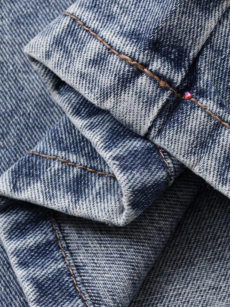 Women's Rhinestone Embellished Korean Style Distressed Washed Casual Jeans