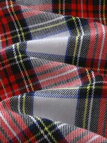 Cozy Pixies Baby Boy Red Plaid New Year & Christmas Style Collared Long Sleeve Button-Up Shirt, Versatile & Comfortable - Red - View 4