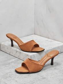 SHUZIA Women's Fashionable Faux Suede Heeled Sandals - Camel - View 4