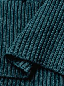 NU&NOW 大码女式纯色露肩麻花针织套头衫 - 水鴨藍 - 查看 6