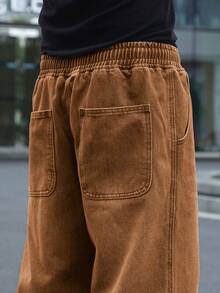 Manfinity Homme 男士纯色休闲系带牛仔裤