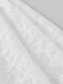 ROMWE Goth 哥特式宫廷风喇叭袖薄纱蕾丝露脐吊带上衣 - 白色 - 查看 4