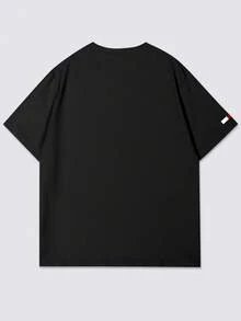 Manfinity Homme Áo thun nam tay ngắn cổ tròn, kiểu dáng thường ngày, đa năng cho mùa hè, áo thun nam mặc đi làm in hình người. - màu đen - Xem 2