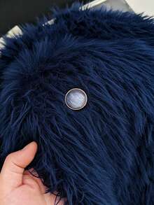 SHEIN Clasi Cardigan Kasual Warna Polos Ukuran Besar, Musim Gugur/Musim Dingin - Biru - View 6
