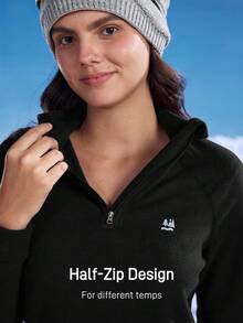 In My Nature 女士秋冬季插肩袖拉链半开襟户外抓绒外套 - 黑色 - 查看 9