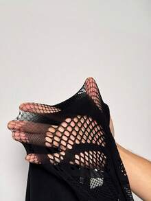 BamGleam Women's Sexy Hollow-Out Mesh Bodysuit - Black - View 8