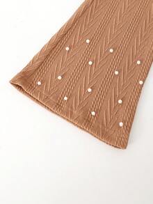 Young Girls Elegant Long Sleeve Co-Ords With Collar Bow Tie And Pearl Embellishments - Multicolor - View 5