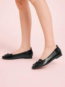 CUCCOO DOLLMOD Women's Black Round Toe Comfortable Soft Bottom Low Vamp Elastic Ballet Flats, Autumn