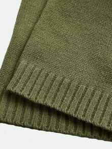 SHEIN Girlism Teen Girls' Green Off Shoulder Flare Sleeve Cropped Knit Sweater, Autumn/Winter - Green - View 4