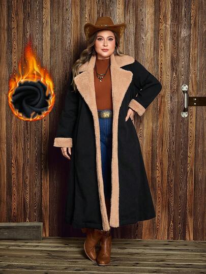 EMERY ROSE Plus Size Women Vintage Patchwork Washed Denim Jacket, Autumn/Winter