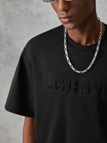 Manfinity NXTstreet Assorted Sizes Crew Neck Street Style Loose Printed Short Sleeve Men T-Shirt - Black - View 5