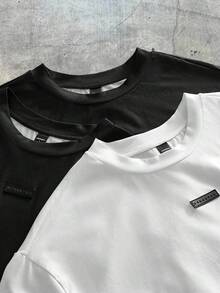 AXEPEAK 3件套男士针织休闲日常印花短袖T恤 - 彩色 - 查看 4