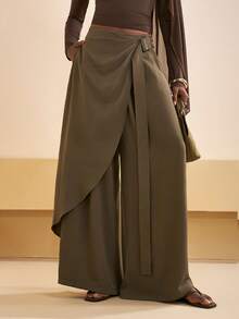 Zivah 2025秋冬新款音乐节、复活节、圣帕特里克节、万圣节、圣诞节、情人节、约会、西式风格、游牧风格、生日派对、毕业季、学院风、学生装、日常出行、百搭、休闲、度假、邮轮旅行、海滩、日光浴、爆款女式工作裤、女士工作裤、裹身裤、女士高个子工作裤 - 軍綠色 - 查看 5