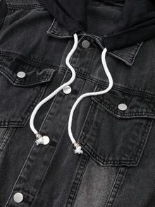 Manfinity Denimwave Manfinity 街头风男士口袋毛边阔腿牛仔裤，Y2K 原宿风宽松牛仔裤，Y2K 朋克酸洗蓝，适合宽松街头风格 - 黑色 - 查看 6