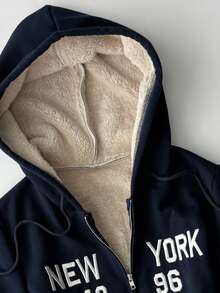 Rina Fox New Letter Embroidery Casual College Style Fashion Comfortable Women Jacket Sweatshirt - Navy Blue - View 4