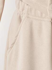 Sweetra Young 2件套少女灰色连帽卫衣和宽松运动裤休闲运动套装，拉链连帽衫和宽松长裤 - 卡其色 - 查看 3