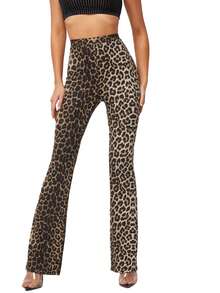 Firerie Women Leopard Print Flare Leg Pants