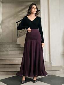 Anewsta Chân váy xếp ly cạp cao bằng chiffon thanh lịch, màu tím, thích hợp cho tiệc tùng, năm mới, đám cưới, sang trọng, sành điệu, mùa xuân, mùa hè, Lễ tình nhân. - Màu tím - Xem 6