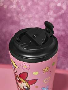 THE POWERPUFF GIRLS X SHEIN 12 Oz / 360 Ml  Vacuum Insulation Stainless Steel , Coffee Cup Leak-Proof Cover, Suitable For Hot Drinks / Cold Drinks, Suitable For Most Cup Holders,Gift Ideas - 粉色 - 查看 8
