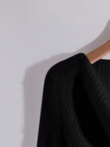 Franclia Suéter de punto con cuello con volantes y mangas largas acampanadas para mujer, elegante jersey asimétrico blanco francés para otoño/invierno, top de punto ajustado y elástico