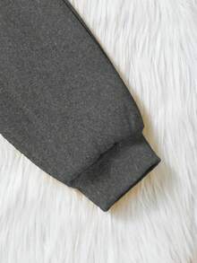 SHEIN Tween Boy All-Match Versatile Casual Fleece Sweatpants - Dark Grey - View 6