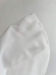 SHEIN Unity Áo sơ mi nữ tay dài cài nút, dáng ôm, viền bất đối xứng - trắng - Xem 4