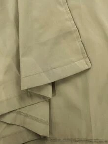 StreetHx Women's Solid Color Real Pocket Waist Tie Long Trench Coat, Autumn - Khaki - View 8