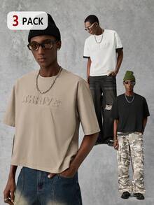Manfinity NXTstreet Assorted Sizes Crew Neck Street Style Loose Printed Short Sleeve Men T-Shirt - Black - View 7