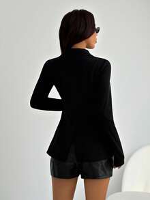 SHEIN SXY Kavaj med knappar och slag framtill - Svart - Visa 2