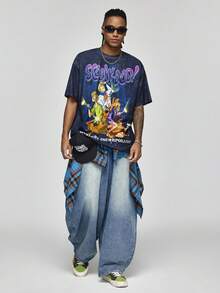 SCOOBY-DOO X SHEIN Men's Casual Letter & Cartoon Graphic Round Neck Short Sleeve T-Shirt, Summer