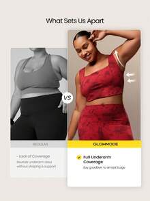 GLOWMODE FeatherFit™ Full Underarm Coverage Square Neck Sports Bra Low Impact Yoga Daily Removable Cups - Multicolor - View 3