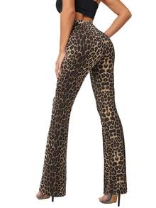 Firerie Women Leopard Print Flare Leg Pants