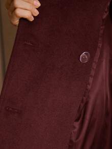 PREMIUM WOOL BLEND LAPEL COLLAR BELTED OVERCOAT - Burgundy - View 8
